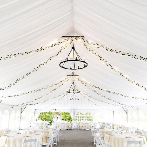 8 Panel White Ceiling Draping Fabric, 5' x 30' - Lot 298