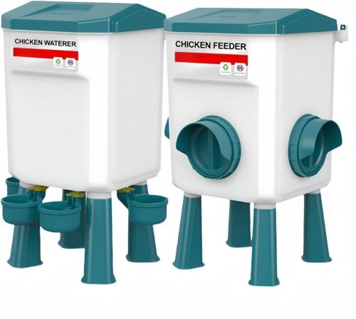 Automatic Chicken Feeder and Chicken Waterer Set, 3 Gallon/18 Pounds - Lot 381