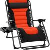Oversized Padded Zero Gravity Chair, Folding Recliner w/ Headrest, Side Tray - Thumbnail 1