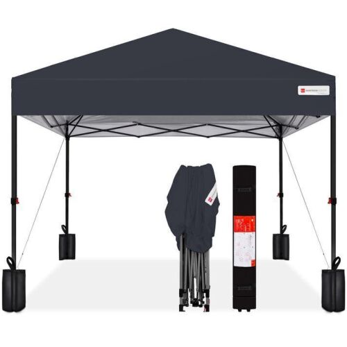 One-Person Setup Instant Pop Up Canopy w/ Case, 4 Weight Bags - 10x10ft - Lot 425
