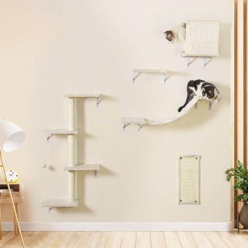 5pc Wall-Mounted Cat Furniture - Lot 427