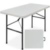 Portable Folding Plastic Dining Table w/ Handle, Lock - 4ft - Thumbnail 1