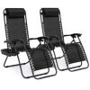 Set of 2 Adjustable Zero Gravity Patio Chair Recliners w/ Cup Holders - Thumbnail 1