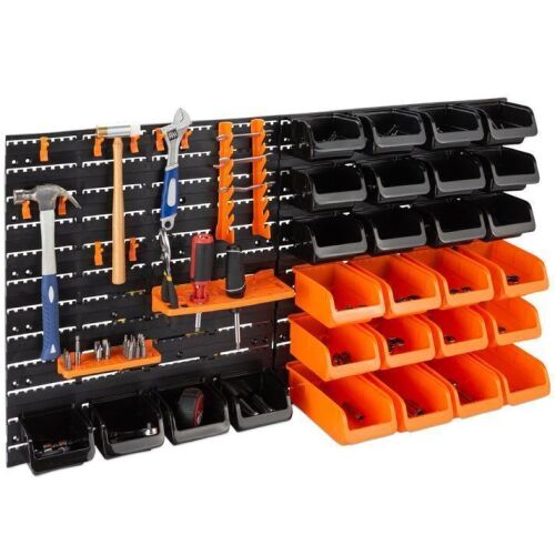 44-Piece Wall Mounted Garage Storage Rack, Tool Organizer w/ 110lb Capacity - Lot 466