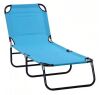 Outsunny Sky Blue Portable Outdoor Fabric Sun Lounger Chair with 5-Position Adjustable Backrest - Thumbnail 1