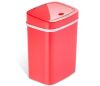 NINESTARS 3 Gal. Motion Sensor Red Rectangular Shape Plastic Trash Can - Thumbnail 1