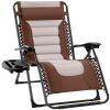 Oversized Padded Zero Gravity Chair, Folding Recliner w/ Headrest, Side Tray - Thumbnail 1