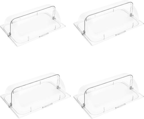 4 Pack Clear Plastic Chafing Dish Covers, 21" x 13" x 7" Roll Top - Lot 609