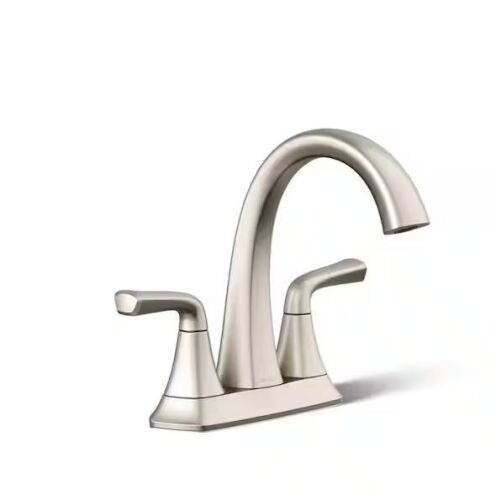 KOHLER Sundae 4 in. Centerset 2-Handles Bathroom Faucet in Vibrant Brushed Nickel - Lot 622JF