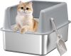 Large Stainless Steel Cat Litter Box with Lid - Thumbnail 1