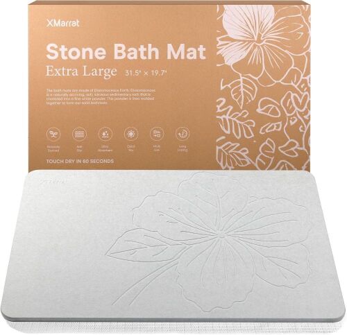 Diatomaceous Earth Non-Slip Stone Shower Mat, 31.5'' x 19.7'' - Lot 697