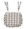 Lot of (3) VHC BRANDS Annie Portabella, Soft White Buffalo Check Ruffled Chair Pad - Thumbnail 1