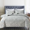 Bluish Grey Botanical Quilt Set Queen Size - Thumbnail 1