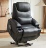 Bestier 35 in. W Black Power Lift Recliner Chair with 8-Point Massage and Heating,Living Room Chair with Pillow and Side Pockets - Thumbnail 1