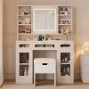 ModernLuxe 41.3inch Makeup Vanity with Sliding Mirror and Lights - Thumbnail 1