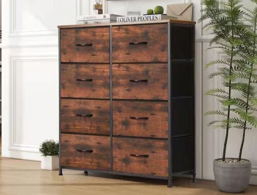 WONDER COMFORT Stylish Rust Brown 8 Drawer 11.8 in. Wide Chest of Drawers - Lot 98JF