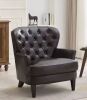Noble House Tafton Brown Leather Tufted Club Chair - Thumbnail 1
