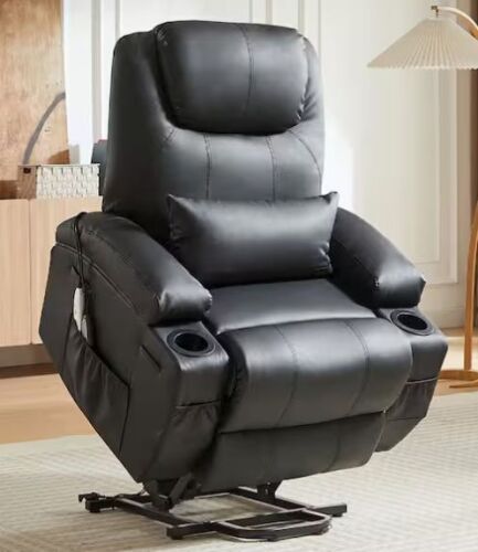 Bestier 35 in. W Black Power Lift Recliner Chair with 8-Point Massage and Heating - Lot 9JF