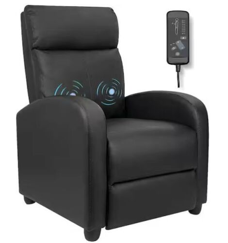 LACOO Black Leather Standard (No Motion) Recliner - Lot 75JF