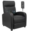 LACOO Black Leather Standard (No Motion) Recliner - Thumbnail 1