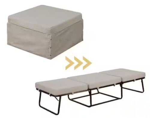 Convenience Concepts Designs4Comfort Soft Beige Fabric Folding Bed Ottoman - Lot 83JF
