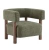Harper & Bright Designs Olive Green Boucle Upholstered Arm Chair with Solid Rubber Wood Frame - Thumbnail 1