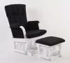 ARTIVA Home Deluxe Black Microfiber and White Wood Glider and Ottoman Set - Thumbnail 1