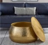 Home Decorators Collection Calluna 30 in. Gold Round Metal Coffee Table with Lift Top Storage - Thumbnail 1