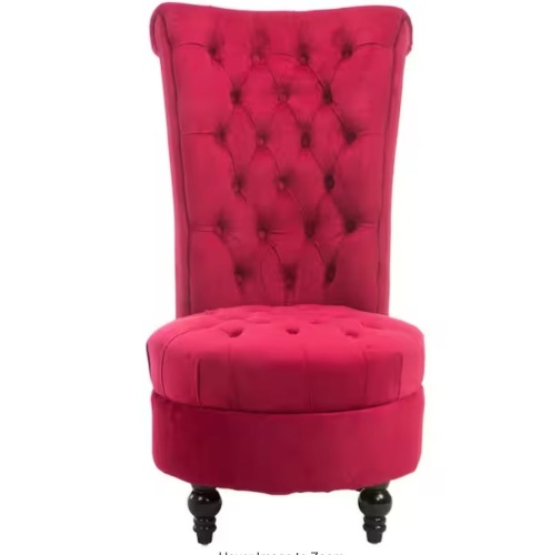 HOMCOM Red High Back Accent Chair Upholstered Armless Chair Retro Button-Tufted Design with Thick Padding and Rubberwood Leg - Lot 25JF