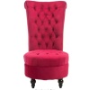 HOMCOM Red High Back Accent Chair Upholstered Armless Chair Retro Button-Tufted Design with Thick Padding and Rubberwood Leg - Thumbnail 1