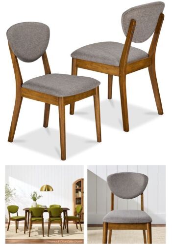 2-Piece Mid-Century Modern Wood &Upholstered Dining Chair Set - Lot 259