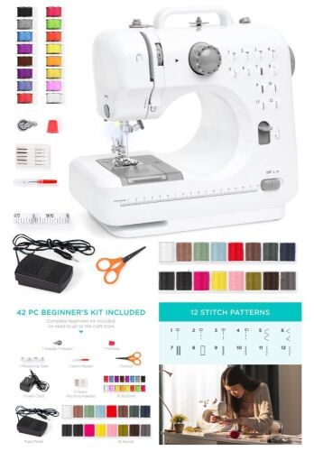 6V Portable Foot Pedal Sewing Machine w/ 12 Stitch Patterns - Lot 266