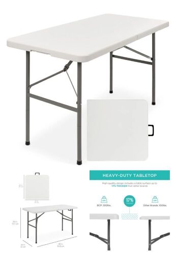 Portable Folding Plastic Dining Table w/ Handle, Lock - 4ft - Lot 287