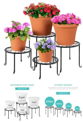 Set of 4 Indoor Outdoor Metal Nesting Plant Stands, Flowerpot Holders - Lot 294