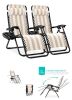 Set of 2 Adjustable Zero Gravity Patio Chair Recliners w/ Cup Holders - Thumbnail 2