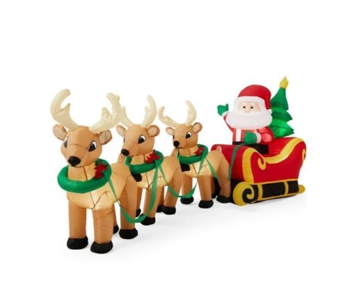 3.1 ft. Pre-Lit LED Santa Claus and Reindeer Christmas Inflatable - Lot 305
