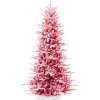 PINK Pre-Lit Flocked Artificial Aspen Noble Fir Christmas Tree w/ Metal Stand 9ft - Thumbnail 1
