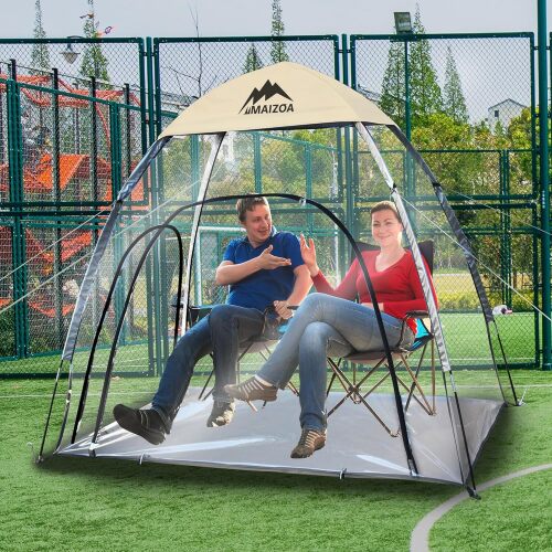 Sports Tent, Super Large 1-3 Person Transparent Waterproof Tent, Outdoor Clean Bubble Tent,rain shelter for Watching Sports Events, Camping, Fishing(Khaki) - Lot 3200