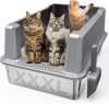XXL Stainless Steel Litter Tray with Lid, Odourless XL Metal Box for Large Cats, Extra Large Litter Tray, Easy Clean Steel Box, Leak-Proof, Litter Scoop - Thumbnail 1