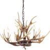 Antler Chandelier Large Rustic Hanging Vintage Farmhouse Pendant Chandelier 6 Lights for Shack Room Kitchen Cabin Tack Room Hunting Hut Entry(Deer Light Fixtures, Brown) - Thumbnail 1