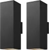 mirrea Modern Outdoor Porch Light Patio Light in 2 Lights with Aluminum Rectangular Tube and Tempered Glass Cover Waterproof Wall Sconce 2 Pack (Matte Black 18") - Thumbnail 1