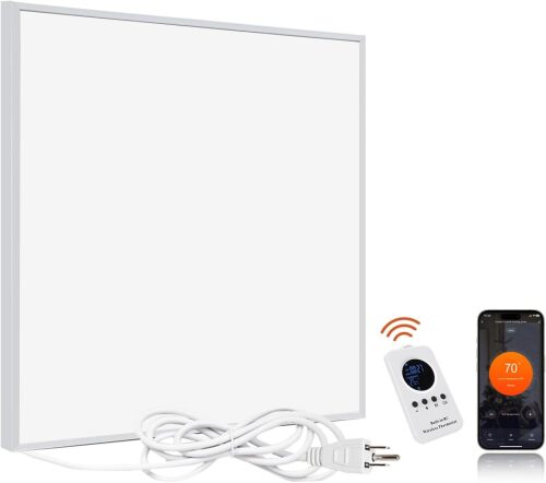 Infrared Space Heater 350W for Indoor Use with Thermostat, Wall Mounted Electric Convection Panel Heater, Silent & Energy Saving Room Heating Panel, Overheat Protection, with Remote & APP - Lot 3291
