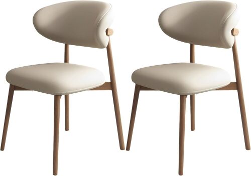 Set of 2 - Wooden Armless Dining Chairs Mid Century Modern Kitchen Chairs with Back and Wood Frame Upholstered Dining Chairs for Kitchen Living Waiting Room - Lot 3207