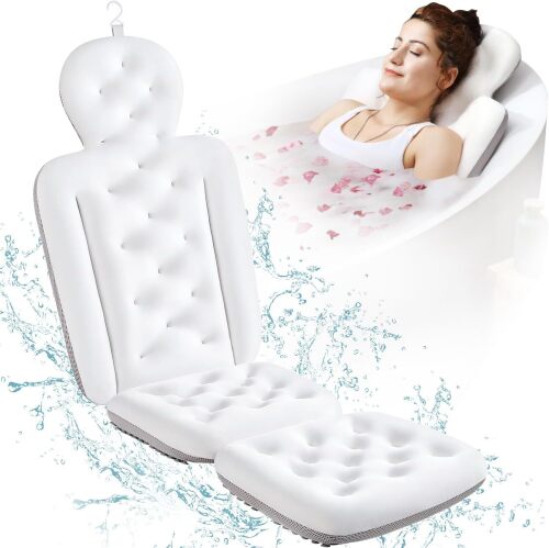 Full Body Bath Pillow for Bathtub, Thick Bathtub Cushion with Laundry Bag, Luxury Tub Pillow for Bath for Headrest Neck and Back Support - Lot 3242