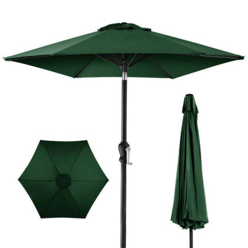 Outdoor Market Patio Umbrella w/ Push Button Tilt, Crank Lift - 7.5ft - Lot 1343
