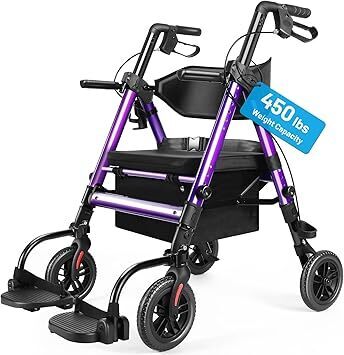 Rollator Walker for Seniors with Seat, Foldable 2 in 1 Rolling Walkers Wheelchair - Lot 3223
