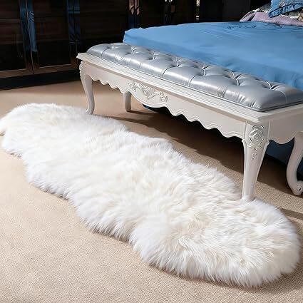 Genuine Sheepskin Rug with Little Patches-Real Fur Wool Sheep Skin Throw Pad Carpet for Bedroom Floor Living Room Sofa Fur - Lot 3228