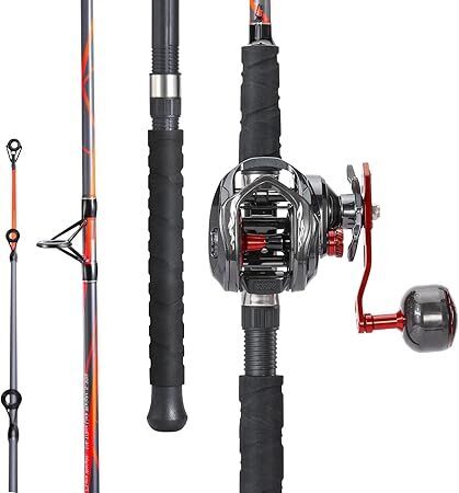 Sougayilang Baitcaster Rod Reel Combo, Carbon&Glass Composite 7'0" Fishing Pole with 400 Size Casting Reel, Aluminum Reel Seat for Musky Fishing - Lot 3214