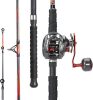 Sougayilang Baitcaster Rod Reel Combo, Carbon&Glass Composite 7'0" Fishing Pole with 400 Size Casting Reel, Aluminum Reel Seat for Musky Fishing - Thumbnail 1