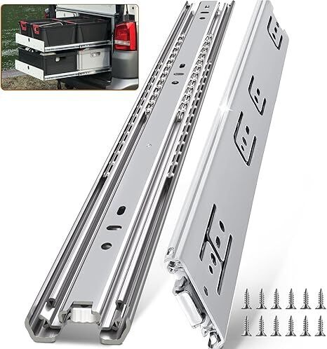 1 Pair 200 Lbs Heavy Duty Drawer Slides,8 10 12 14 16 18 20 22 24 26 28 30 32 34 36 38 40 Inch Full Extension Ball Bearing Rails Cabinet Tool Box Runners Tracks Glides(32 inch,with M4 Screws) - Lot 3129